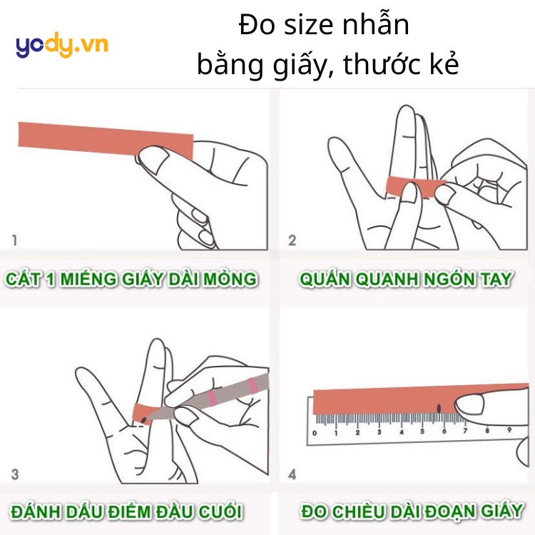 Hướng dẫn chọn size nhẫn bằng giấy, thước kẻ