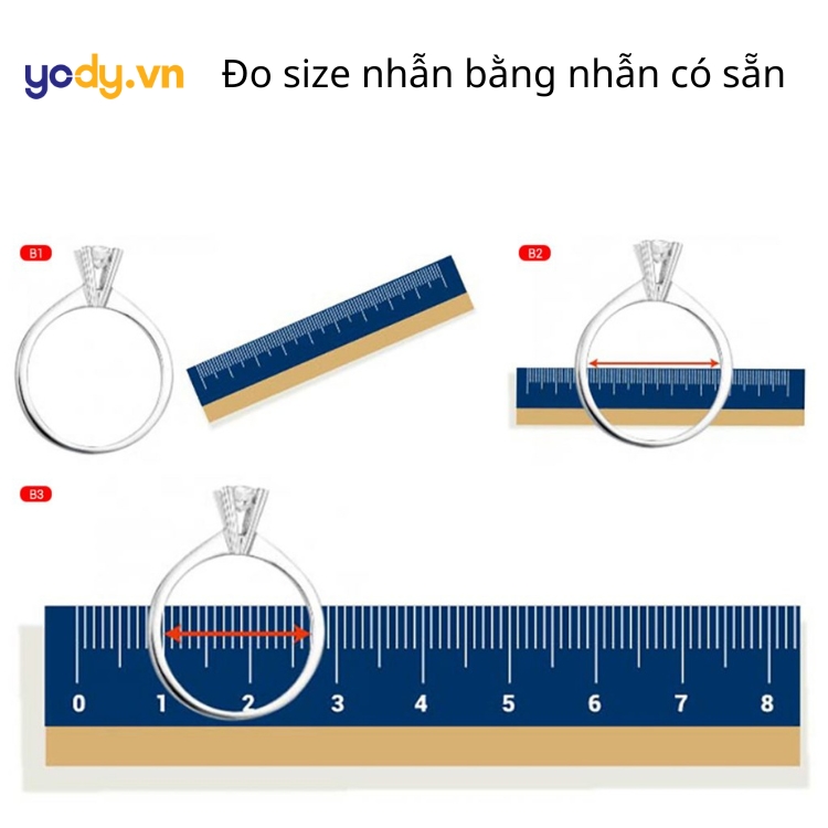 Các bước đo size nhẫn bằng nhẫn có sẵn