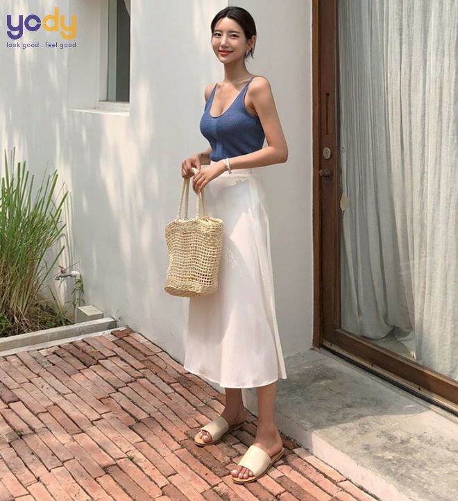 cách phối đồ với chân váy dài