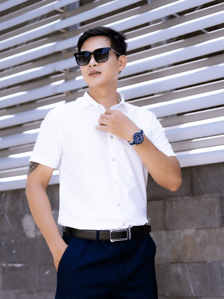 cách phối áo sơ mi nam tay ngắn