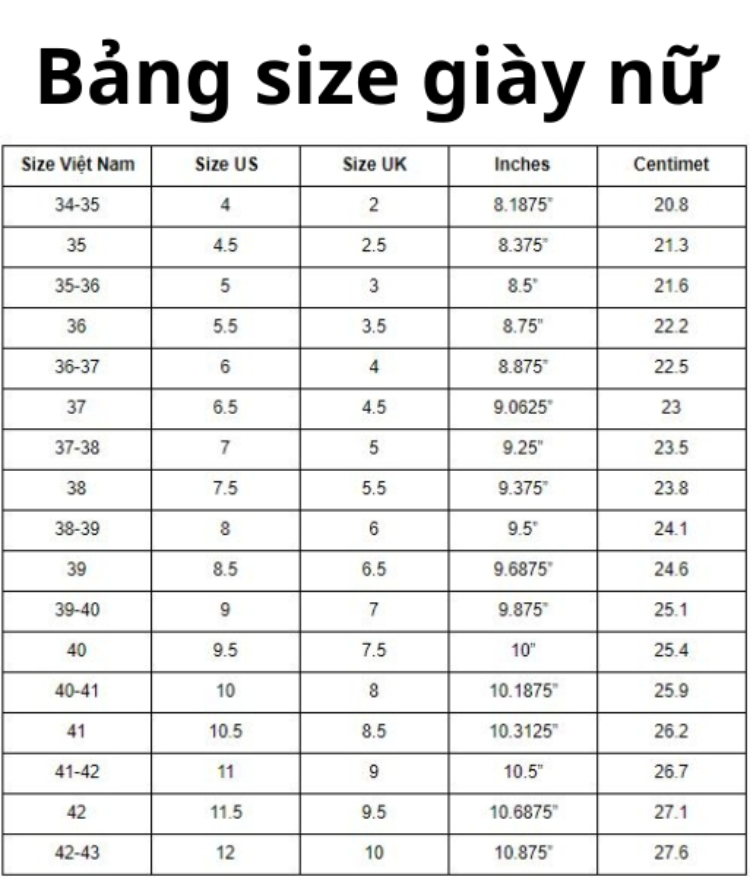 Chân em dài 25cm thì đi giày size mấy ạ?