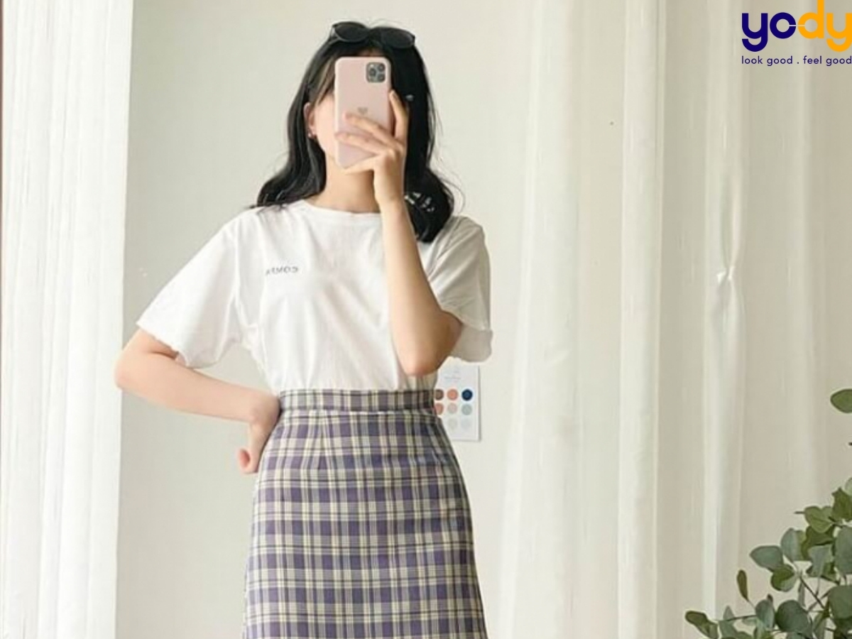 SET ÁO KẺ CARO BUỘC NƠ CROPTOP PHỐI CHÂN VÁY CARO CHỮ A HOT - Chân váy |  ThờiTrangNữ.vn