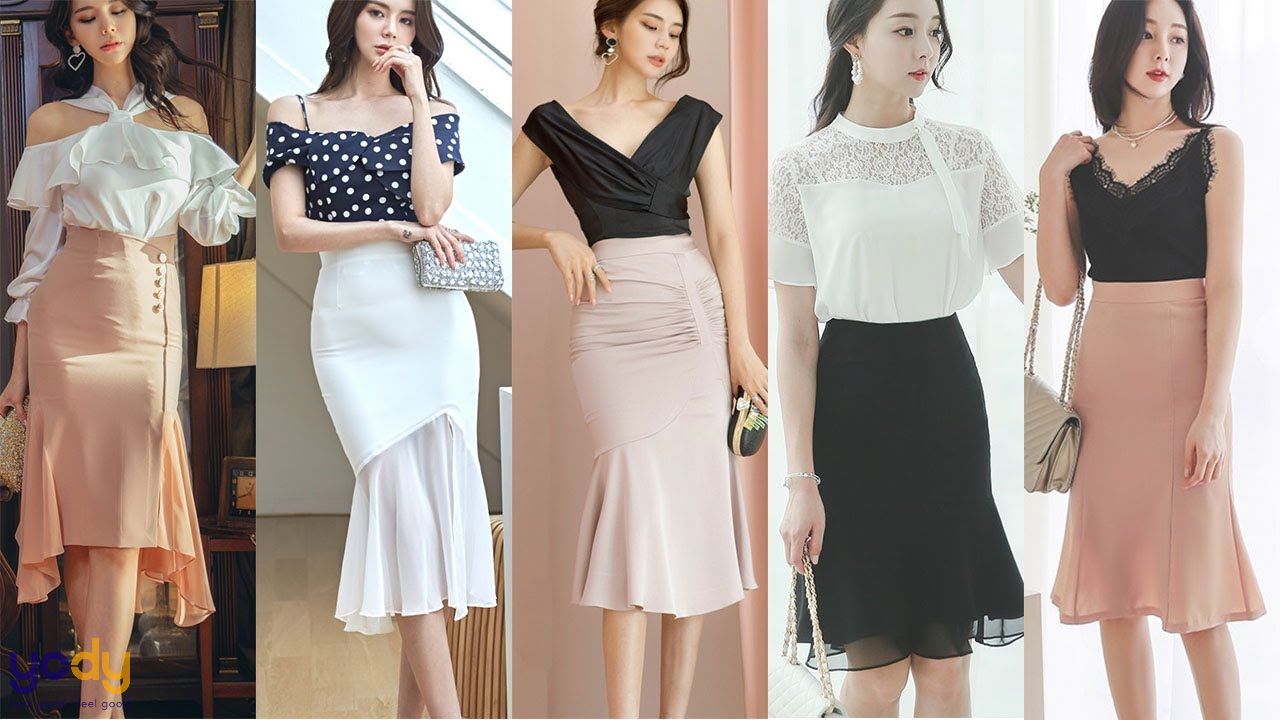 Chân Váy Nữ Công Sở NK Fashion Dáng Dài Đuôi Cá Lệch Kèm Đai Eo, Chất