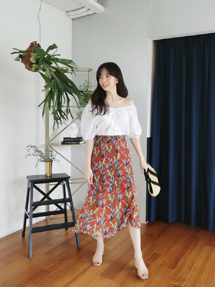 Chân Váy Vintage Hoa Cúc Ulzzang Dáng Dài Chân Váy Xòe Midi Hoa Cúc  Bigsize  SKA