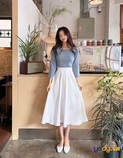 Chân váy chữ A dáng dài qua gối CV04-09 | Thời trang công sở K&K Fashion