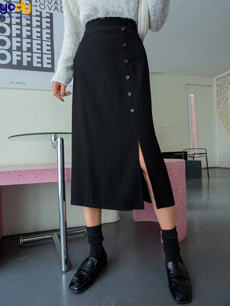 Chân váy bút chì xẻ tà trước, váy nữ công sở cách điệu chất thun co giãn  màu đen bigsize | Shopee Việt Nam