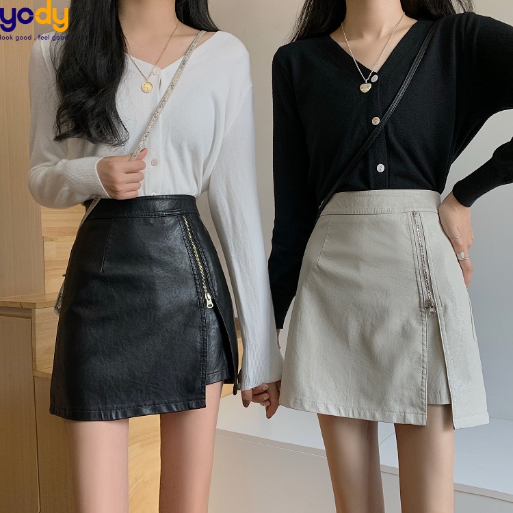 Chân váy da xẻ tà