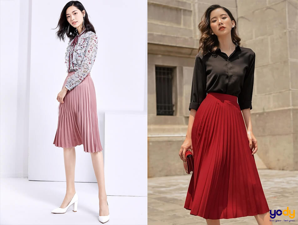 2 màu) Chân váy xòe xếp ly bản to họa tiết Rosie | My Way Fashion || Thời  trang thiết kế cao cấp