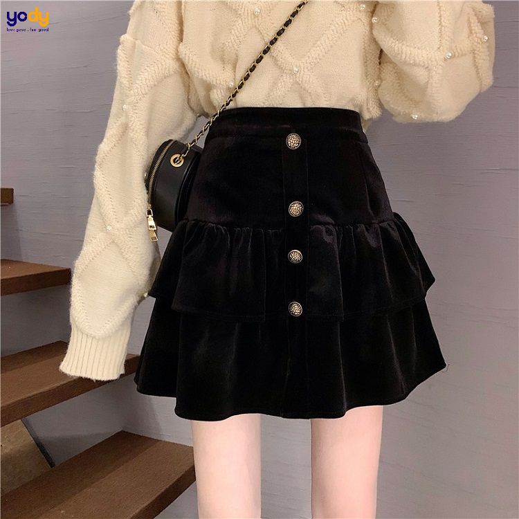 CHÂN VÁY NHUNG XOÈ TRƠN MS13201 | Shopee Việt Nam