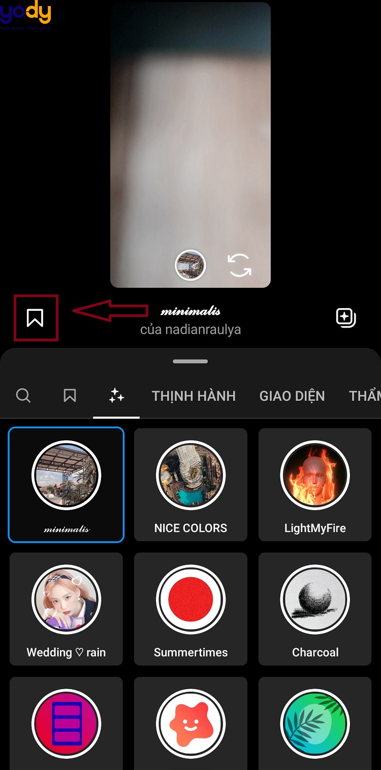 Chọn filter và ấn vào biểu tượng lưu