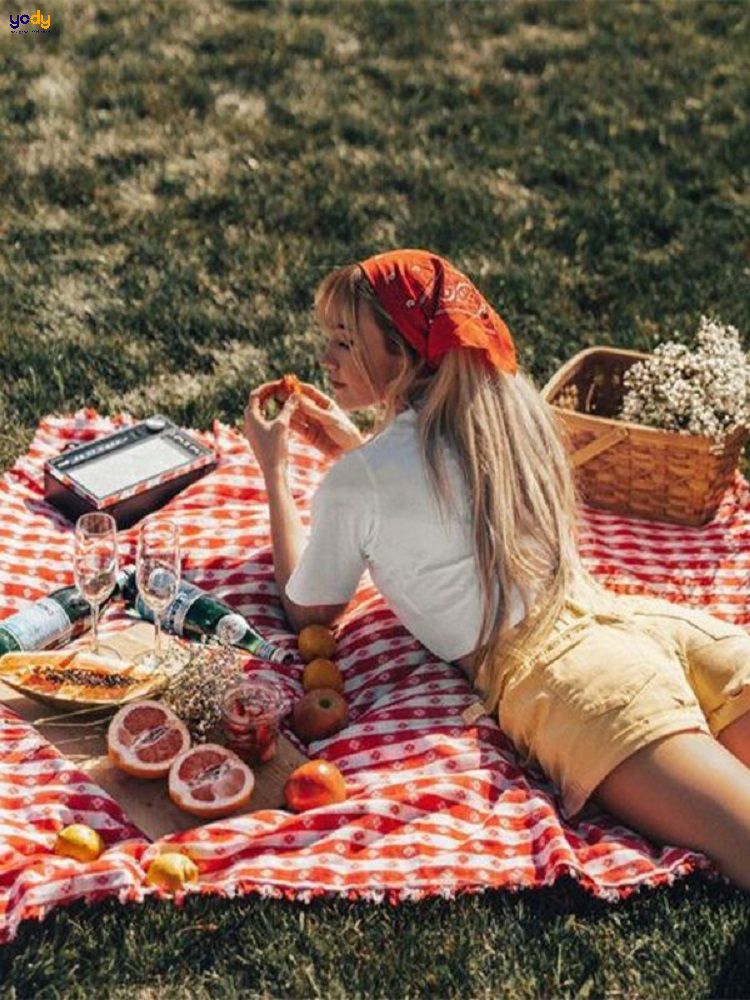 Mặc quần short áo thun khi chụp ảnh picnic