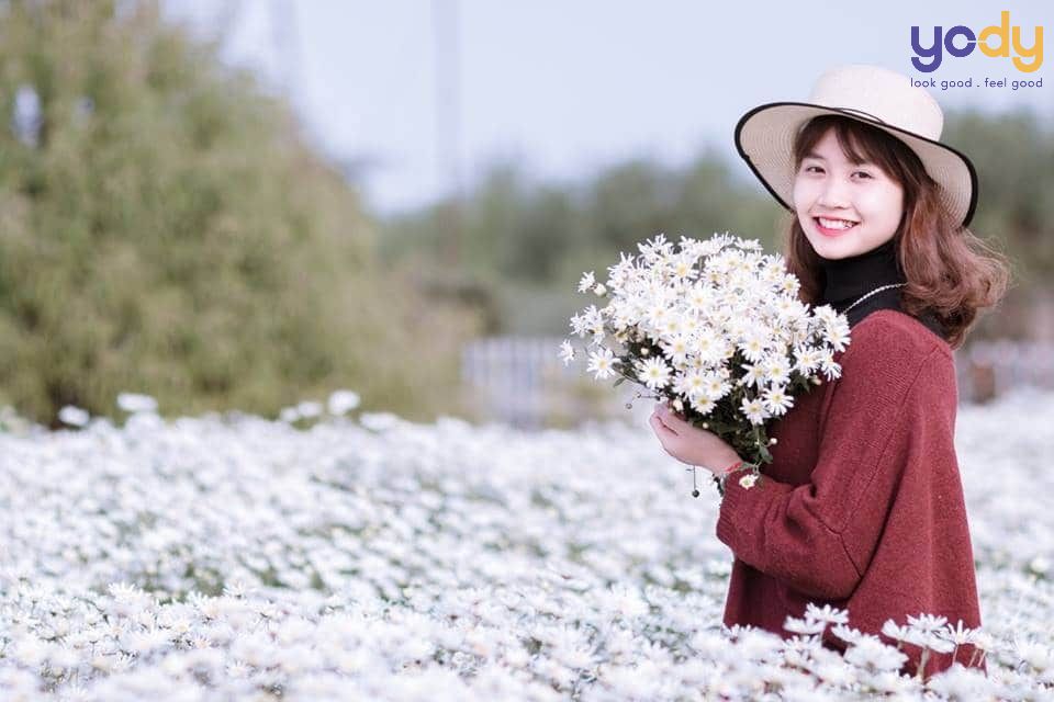 Chụp ảnh đẹp tại vườn cúc họa mi Bãi đá Sông Hồng