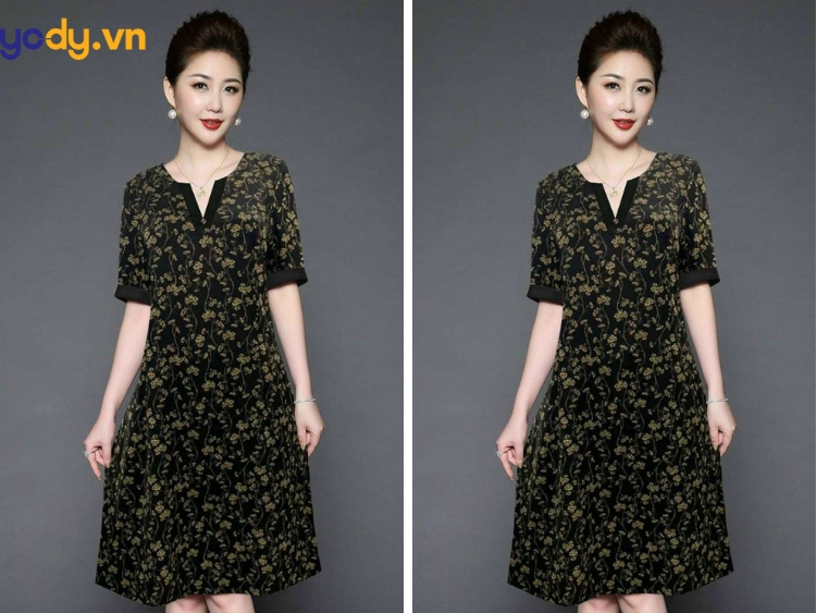 Váy Đầm U50 Kiểu Dáng Xòe Nhẹ Nhàng, Xinh Xắn - Ngọc Bích Fashion☑️☑️