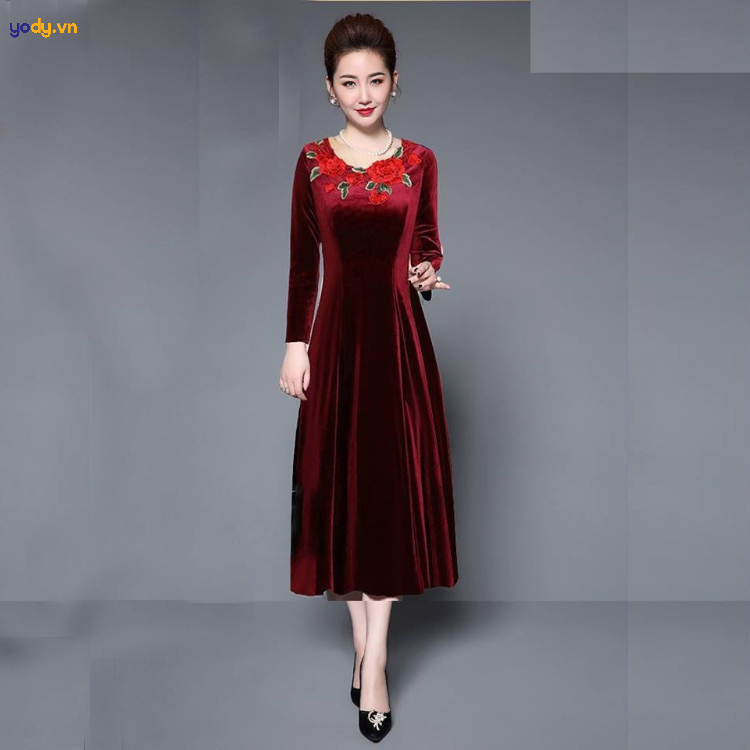 Đầm nữ dự tiệc chất nhung