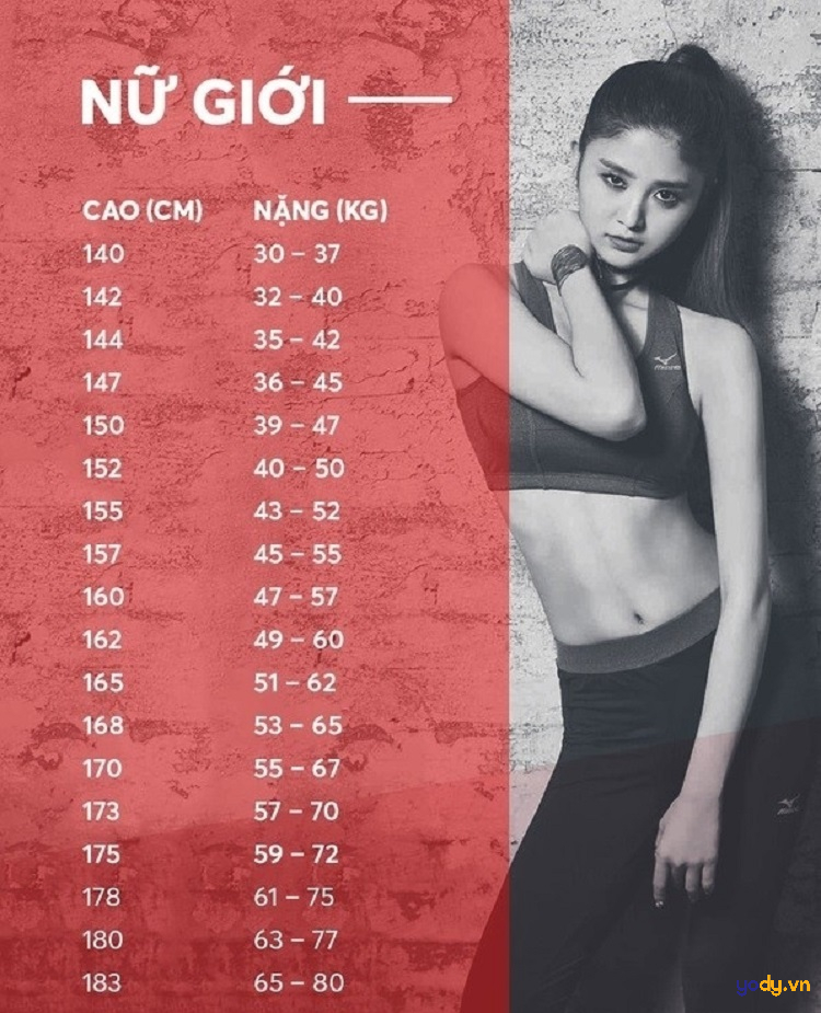 Cân nặng chiều cao dáng chuẩn cho nữ
