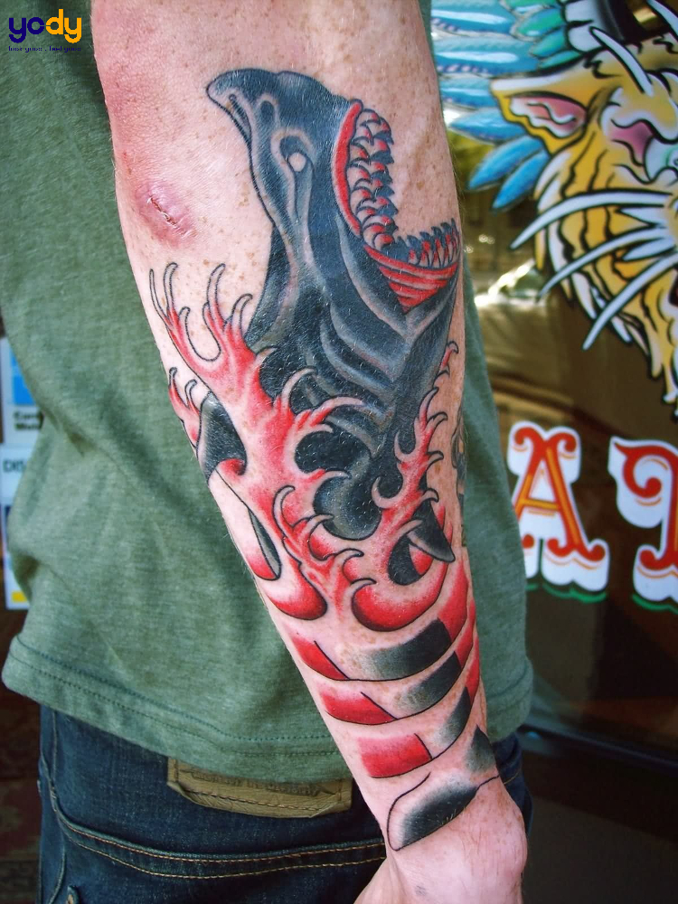 Tattoo cá mập nhe răng