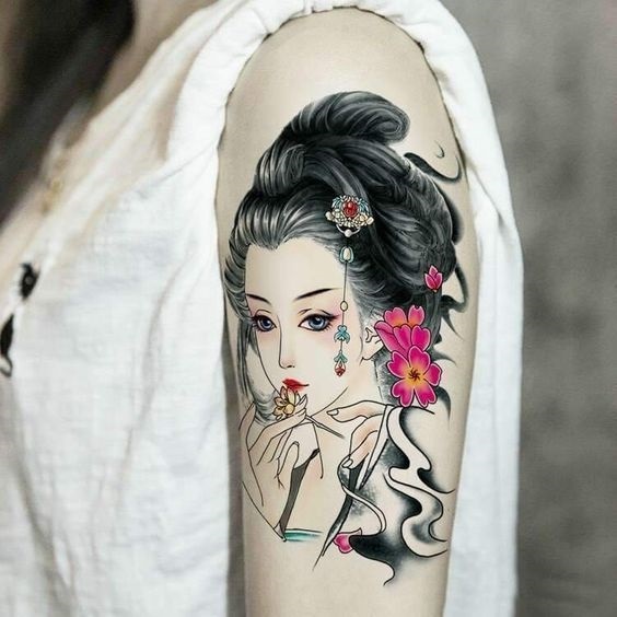 日本女孩纹身
