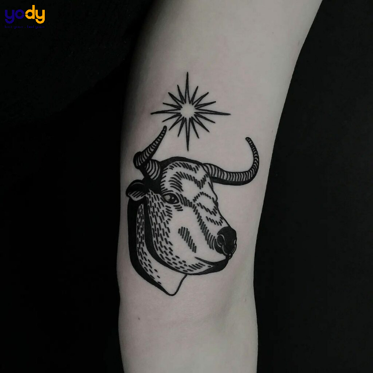 Tattoo hình con trâu nghệ thuật