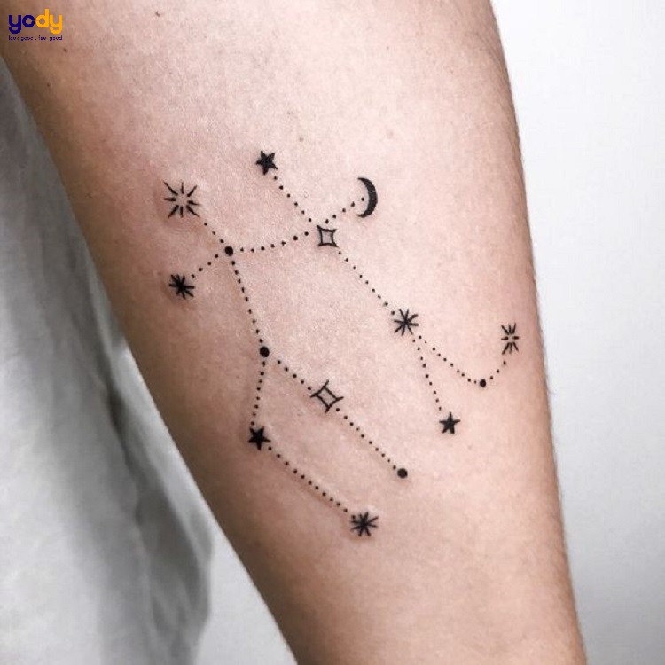 MEET Magic TattooHình xăm dán 12 chòm sao Đen và Trắng Hình xăm tạm thời  đơn giản Song Tử Sư Tử Bạch Dương Bảo Bình Kim Ngưu hình xăm 15 ngày 