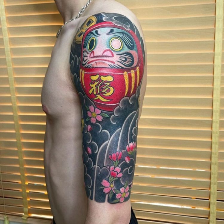 Hình xăm Daruma full tay