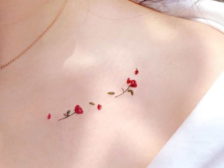Hình xăm hoa hồng cho nữ