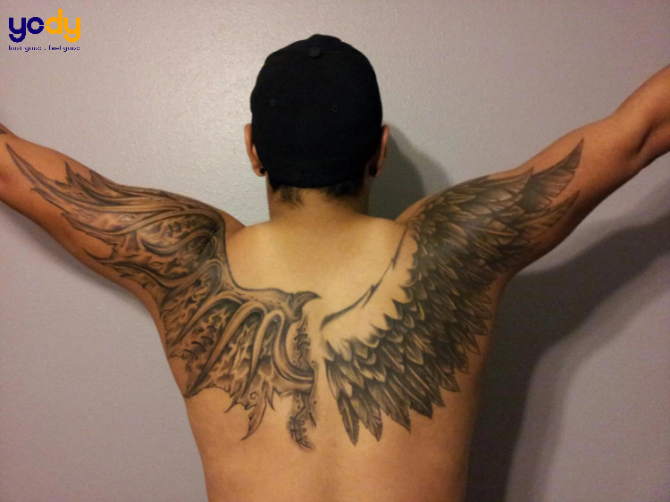 Tattoo đôi cánh thiên thần, ác quỷ ở sau lưng