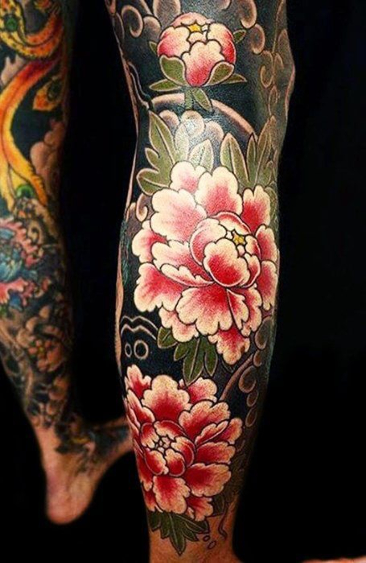 Tattoo hoa mẫu đơn màu 3D đẹp