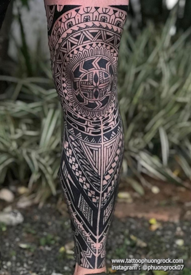 Tattoo Maori full chân chất
