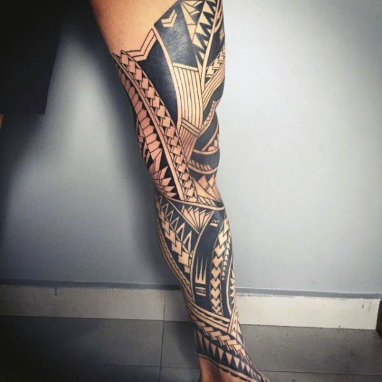 Tattoo Maori full chân đẹp, cá tính