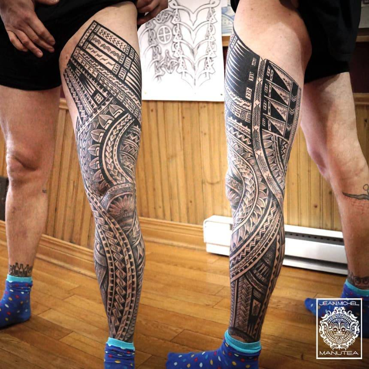 Tattoo Maori full chân cool ngầu