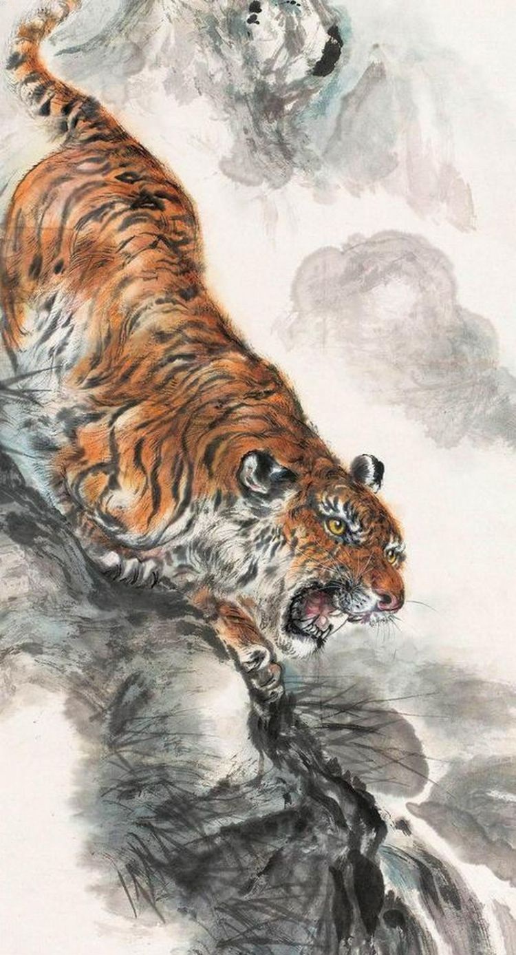 hình xăm nghệ thuật con hổ đẹp  Japanese tiger tattoo Tiger painting  Tiger art