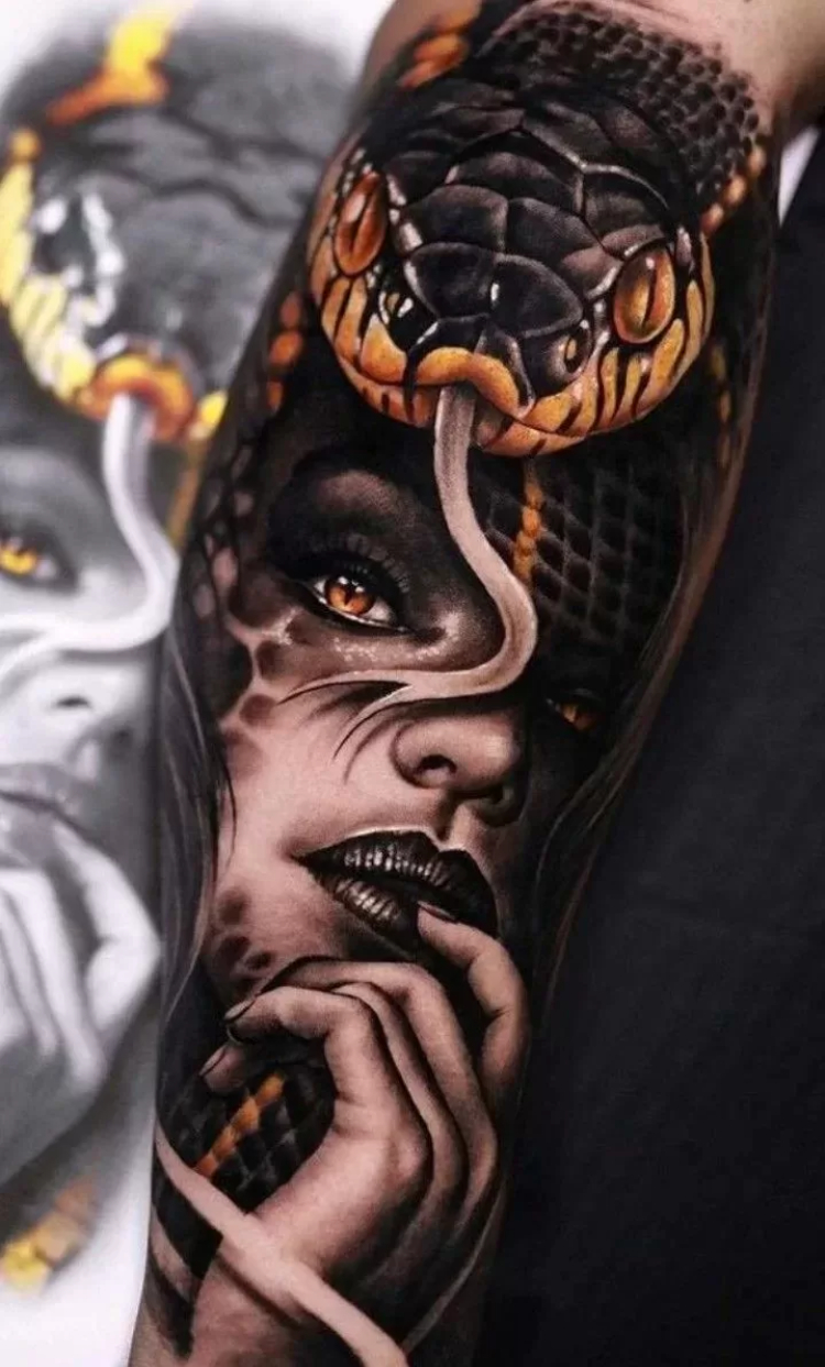 Tattoo nữ thần Medusa quyến rũ, bí ẩn phong cách 3D