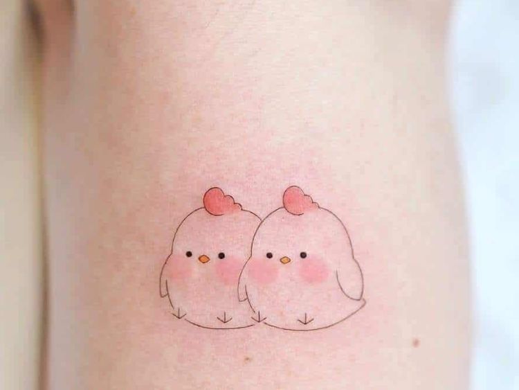 Hình xăm gà con mini