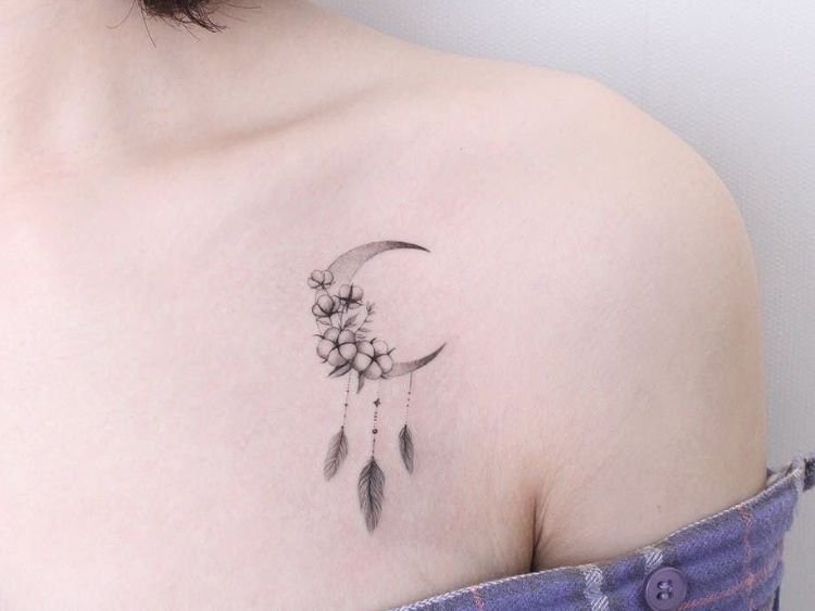 Hình xăm trăng khuyết mini cute