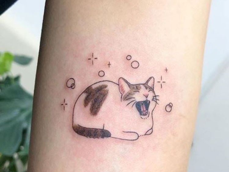 Hình xăm mèo mini cute