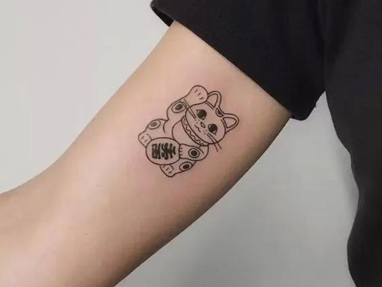 Hình xăm mèo thần tài mini