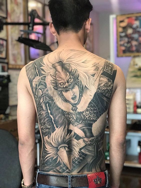 HCMHình xăm dán tattoo cao cấp kín lưng 34x48cm triệu vân màu Dán ở tay  chân đùi ngực vai lưng cơ thể  Lazadavn