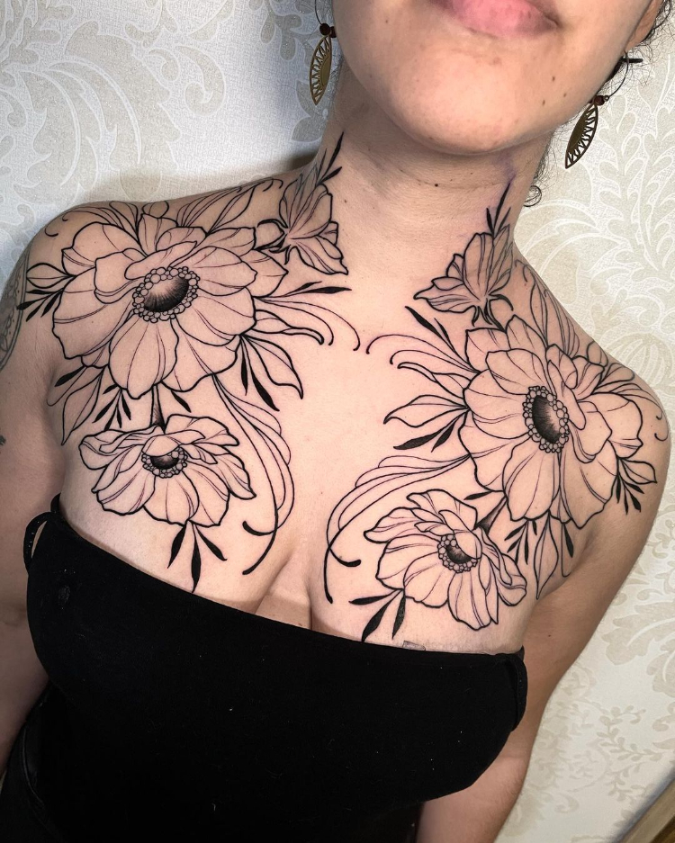 Tattoo full ngược hình bông hoa đẹp
