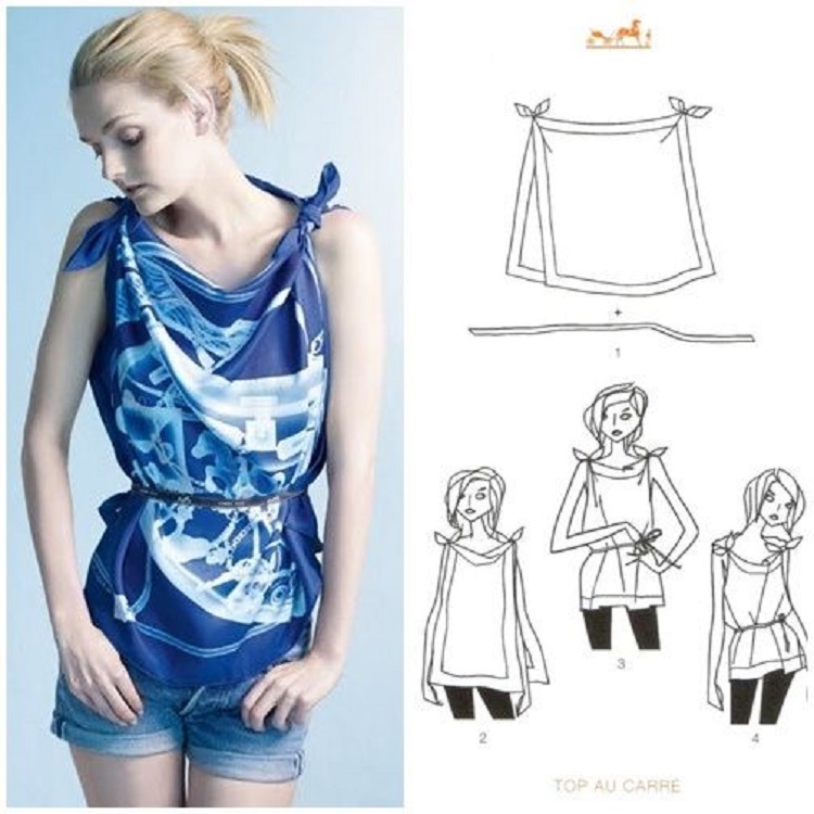 Phương pháp buộc khăn bandana top au carre