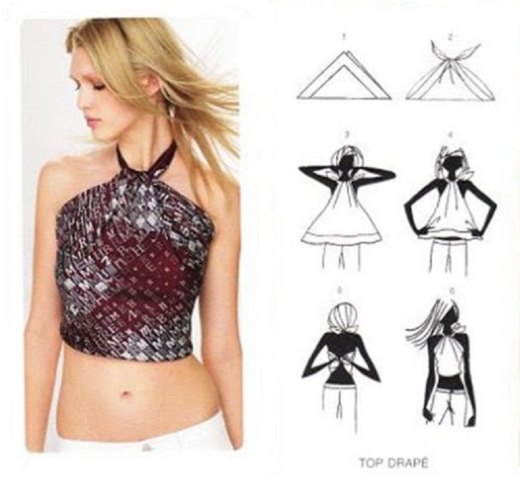 Buộc khăn bandana làm áo cực thời thượng