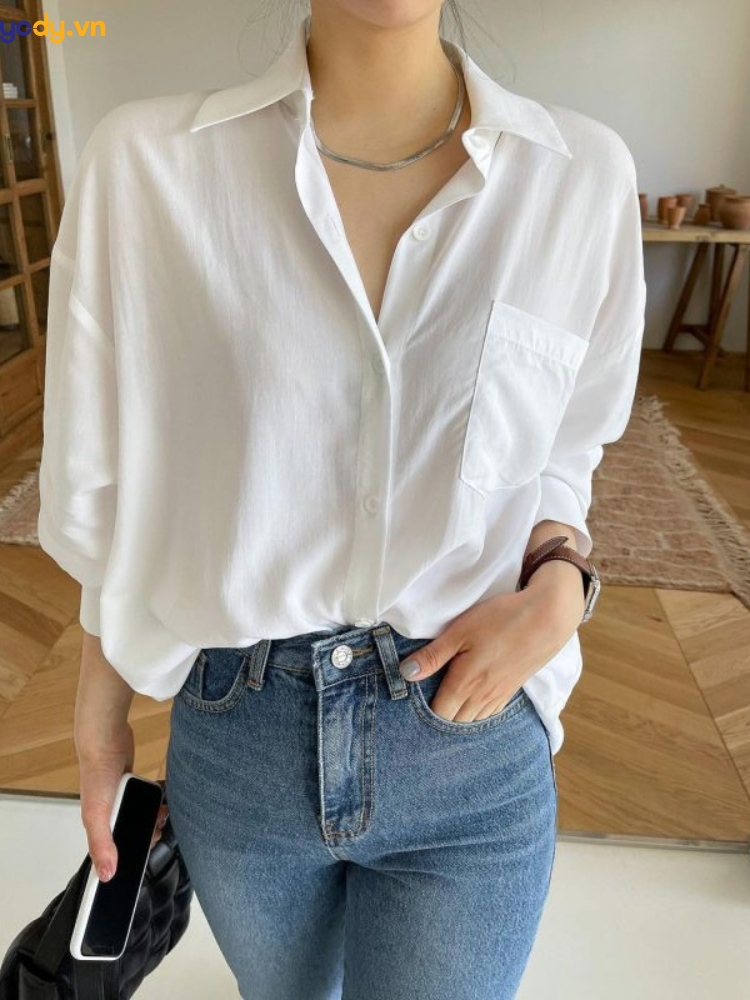 Áo sơ mi nữ tay lỡ Hàn Quốc