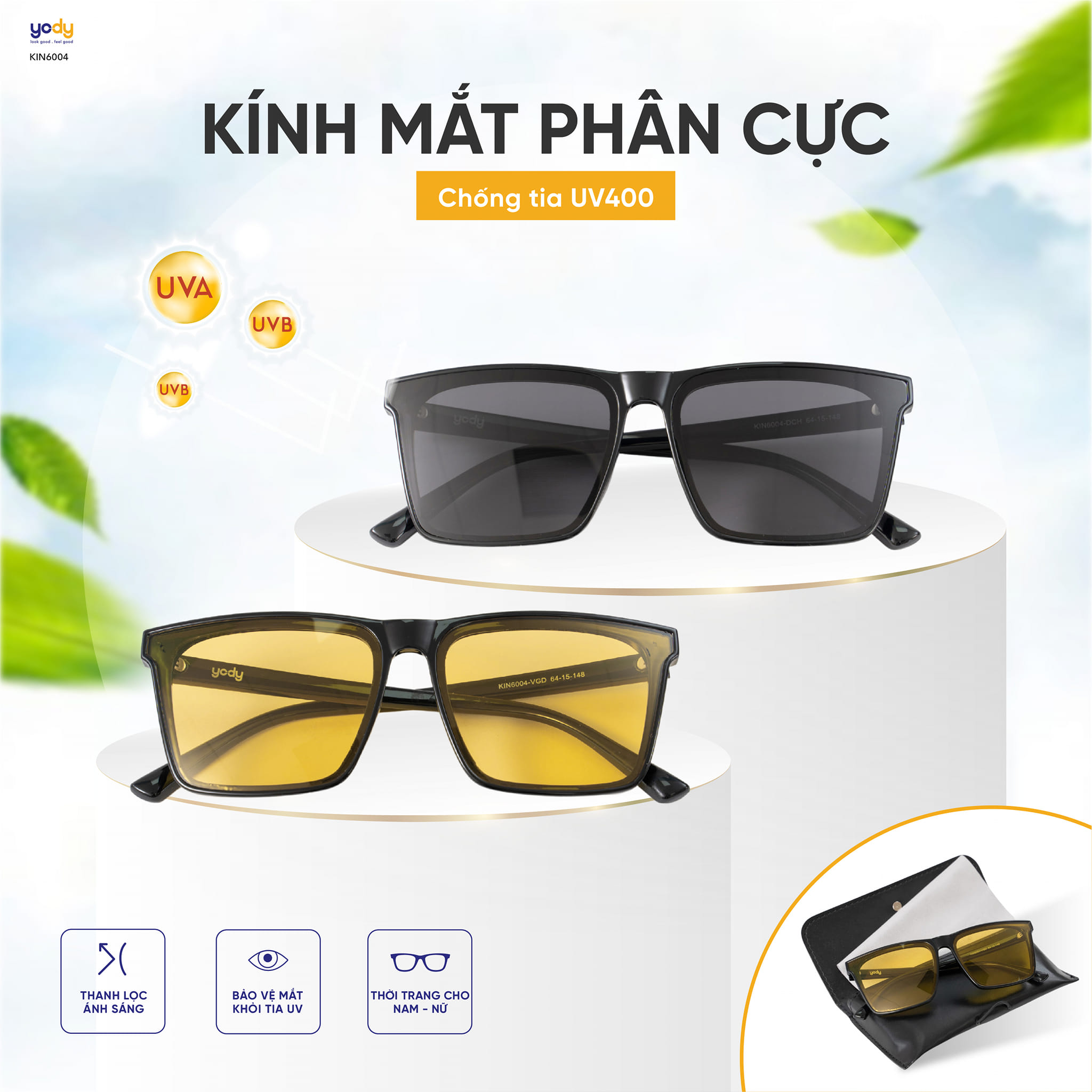 Kính Râm Phân Cực Chống Tia Uv Mắt Vuông