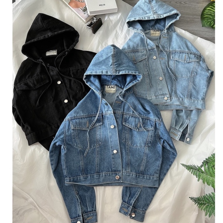mẫu áo khoác jean nữ croptop