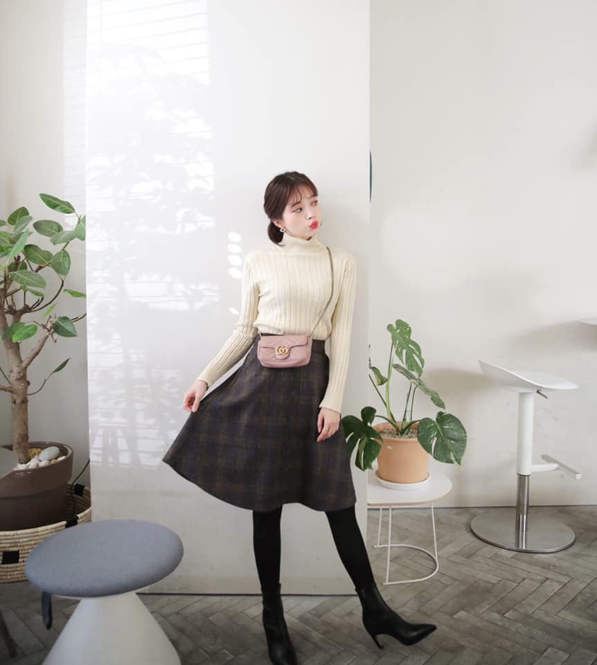 Mẫu chân váy dạ mùa đông