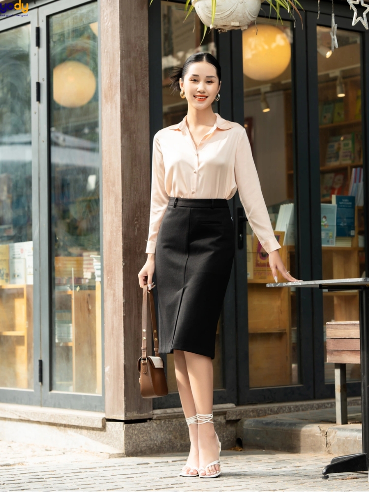 mẫu chân váy xẻ tà