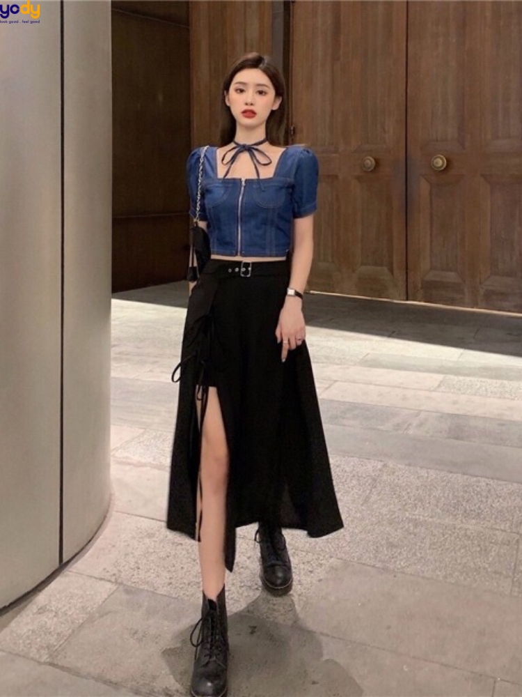 mẫu chân váy xẻ tà
