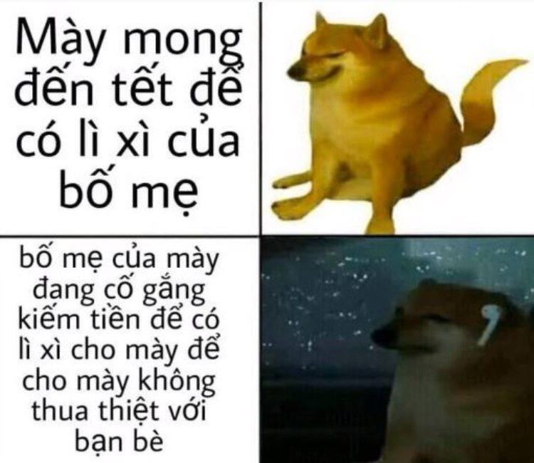 Ảnh meme cheems nhân văn về tình cha mẹ