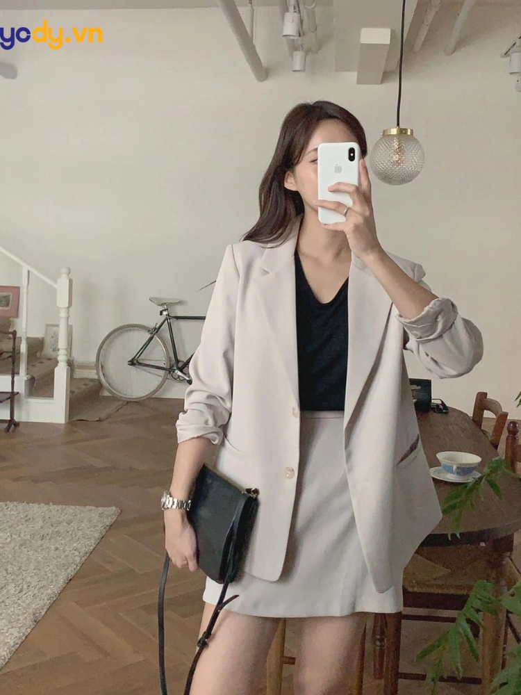 Áo khoác blazer đen có túi AK10-05 | Thời trang công sở K&K Fashion