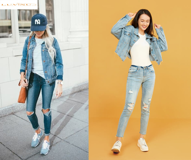 mix đồ với áo khoác jean oversize