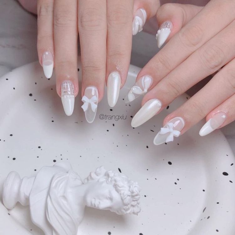 Làm nail cô dâu 2021 - Nail french đầu móng và design nails - YouTube